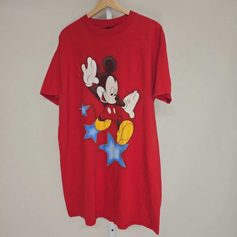 Mickey Unlimited‎ Red Oversized Graphic T-Shirt Mickey Mouse Stars One Size
